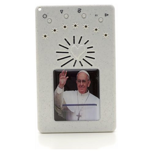 Rosario electrónico blanco Papa Francisco saluda Letanias